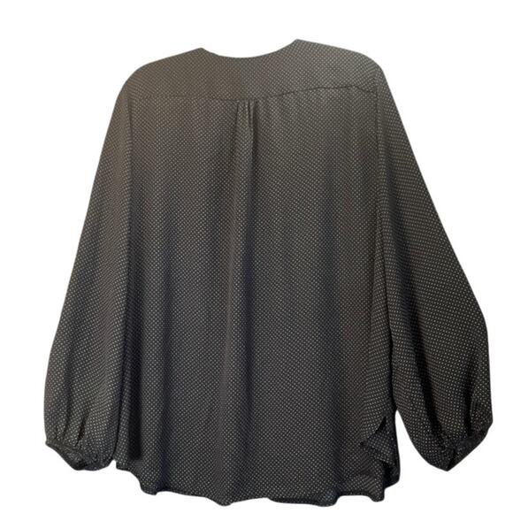 Premise Studio Womens 2X Black/White Polk-Dots Big Zipper Sheer Blouse Fairy - Picture 2 of 8